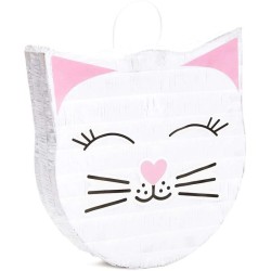 PINATA TETE DE CHAT BLANC A TAPER 35.6 X 32.5 X 8 CM