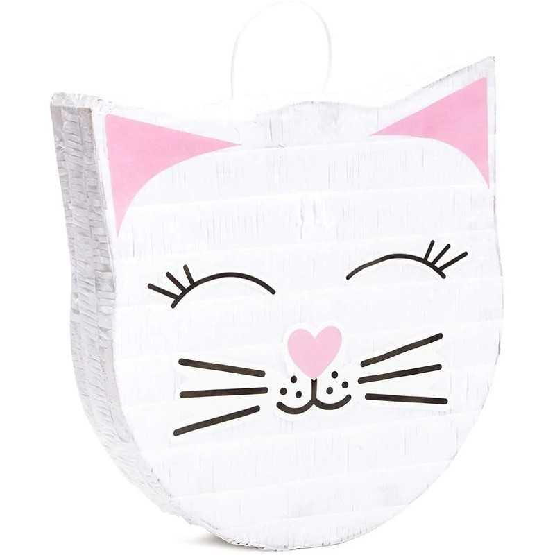 PINATA TETE DE CHAT BLANC A TAPER 35.6 X 32.5 X 8 CM