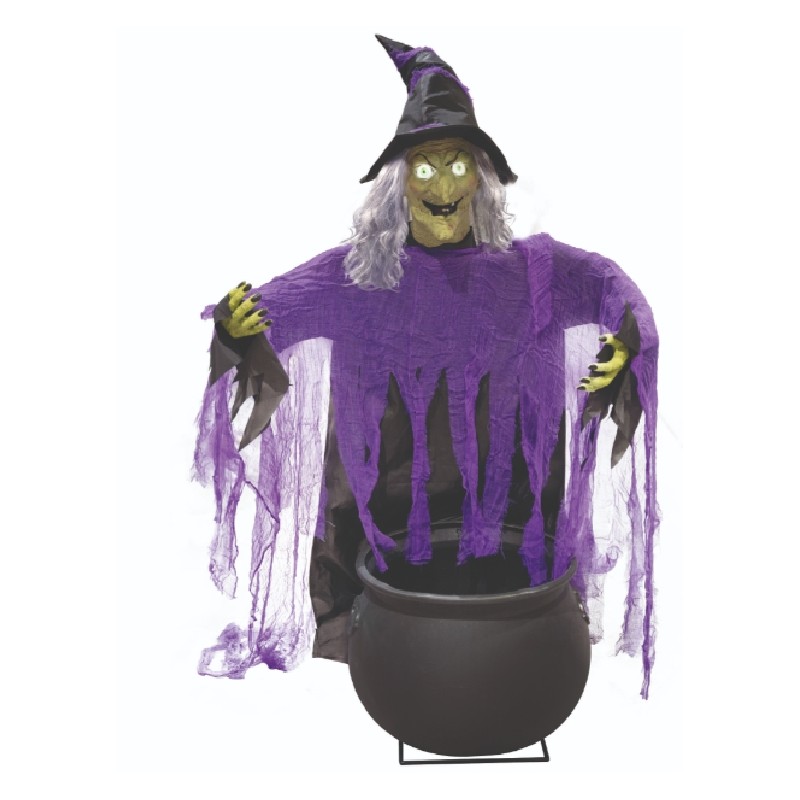 DECORATION HALLOWEEN SORCIERES AVEC CHAUDRON 140 CM 