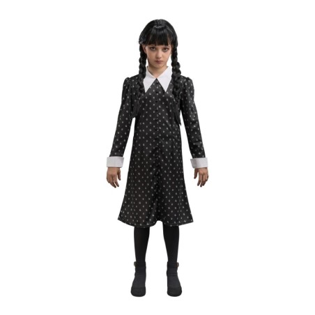 DEGUISEMENT FILLE MERCREDI  ADDAMS ROBE NOIRE A MOTIFS TAILLE 152