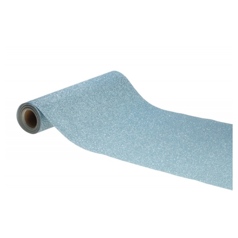 CHEMIN DE TABLE PAILLETTES PREMIUN BLEU GLACIER 30 CM X 5 M 