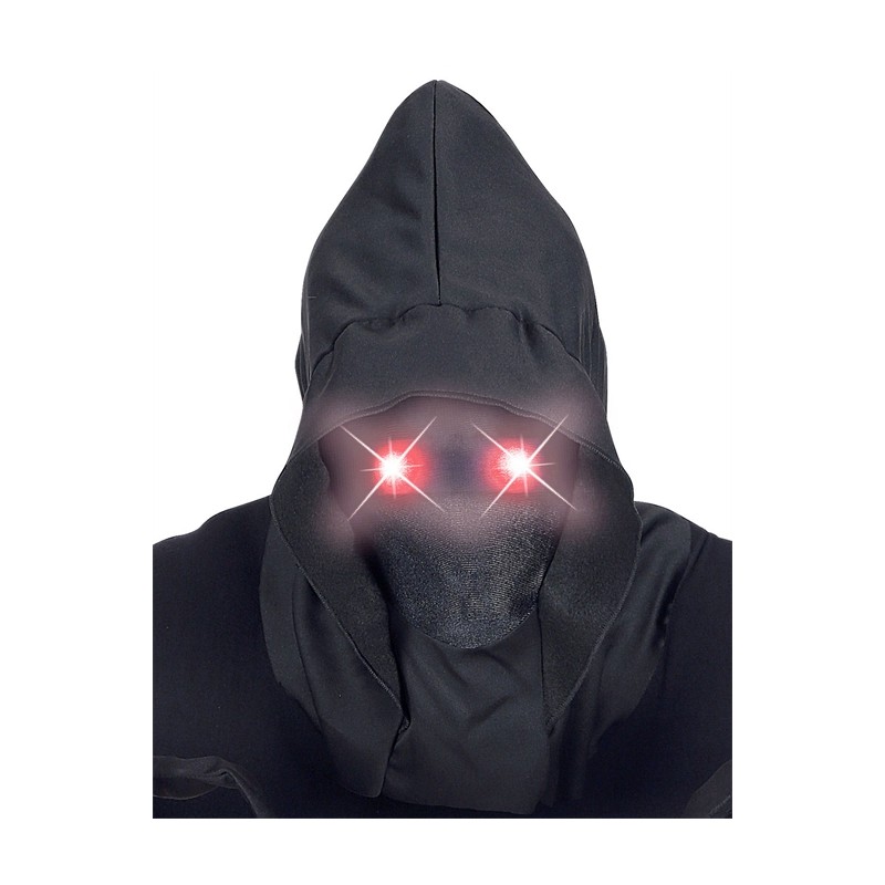 MASQUE CAGOULE NOIRE YEUX LED ROUGE