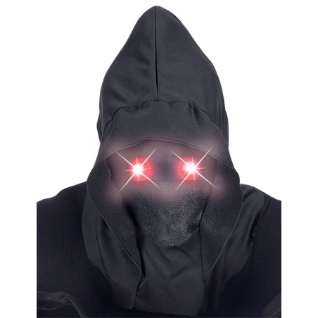 MASQUE CAGOULE NOIRE YEUX LED ROUGE