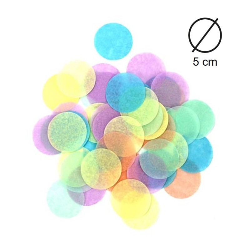 CONFETTIS RONDS PASTEL MULTICOLORES 5 CM CONFETTIS RONDS PASTEL MULTICOLORES 5 CM
