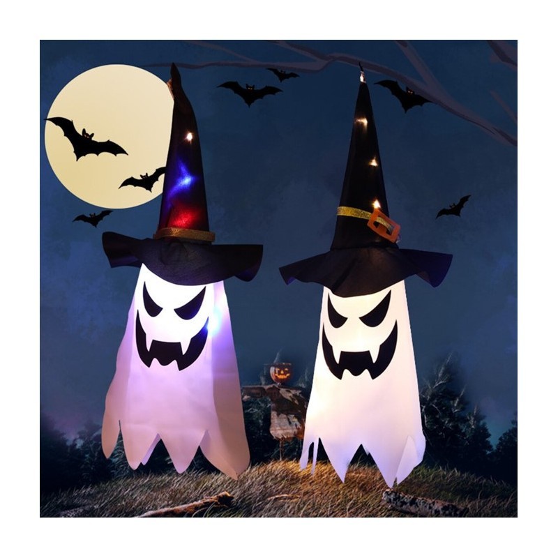 DECORATION HALLOWEEN FANTOME LUMINEUX SUSPENDU LED 20 X 45 CM DECORATION HALLOWEEN FANTOME LUMINEUX SUSPENDU LED 20 X 45 CM