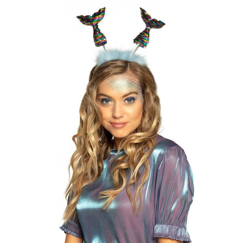 SERRE-TETE QUEUE DE SIRENE SEQUIN OU PAILLETTES MULTICOLORES