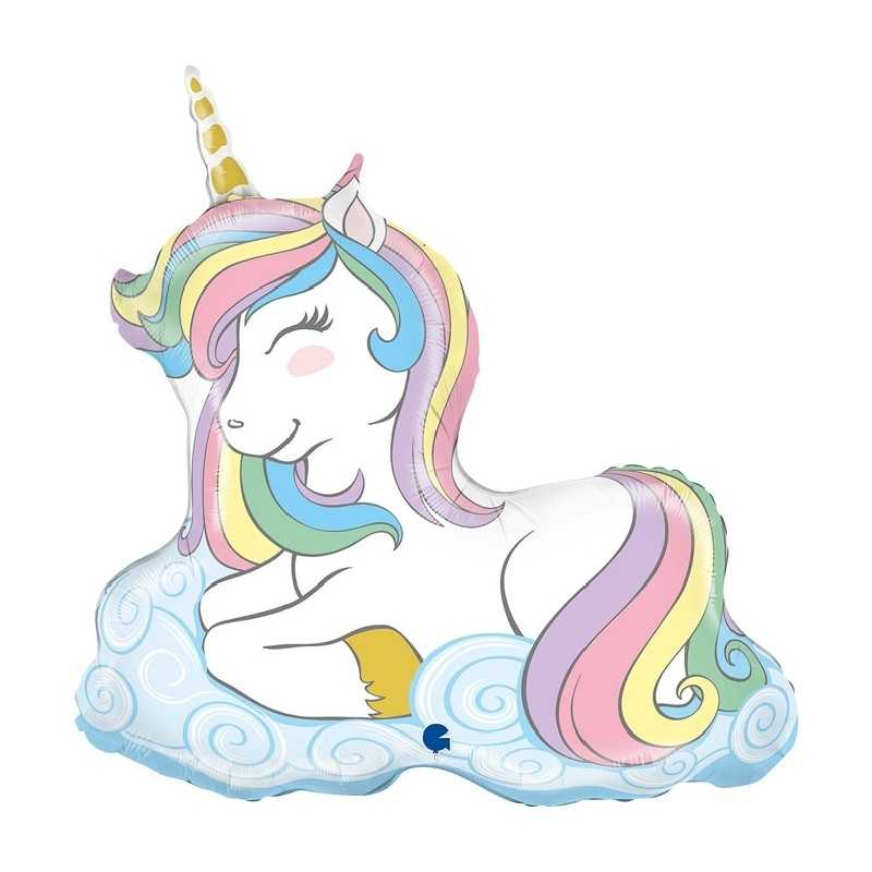 BALLON METALLIQUE LICORNE PASTEL 86 CM
