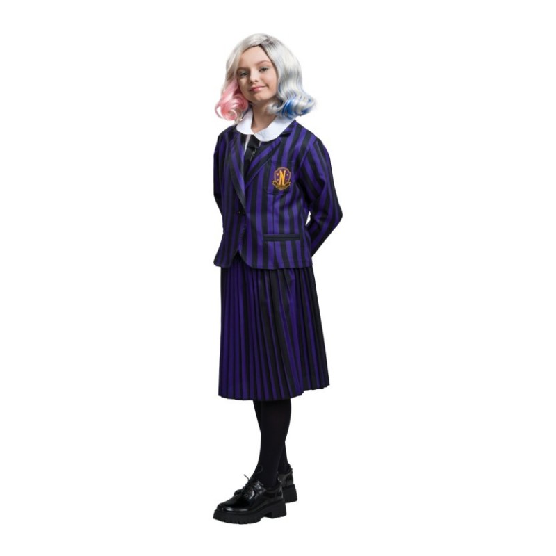 DEGUISEMENT FILLE MERCREDI  ADDAMS UNIFORME ECOLIERE VIOLET TAILLE 164