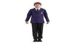 DEGUISEMENT GARCON MERCREDI  ADDAMS UNIFORME ECOLIER VIOLET TAILLE 140
