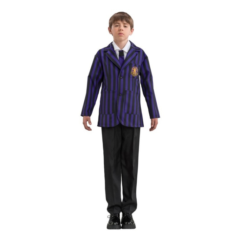 DEGUISEMENT GARCON MERCREDI  ADDAMS UNIFORME ECOLIER VIOLET TAILLE 152