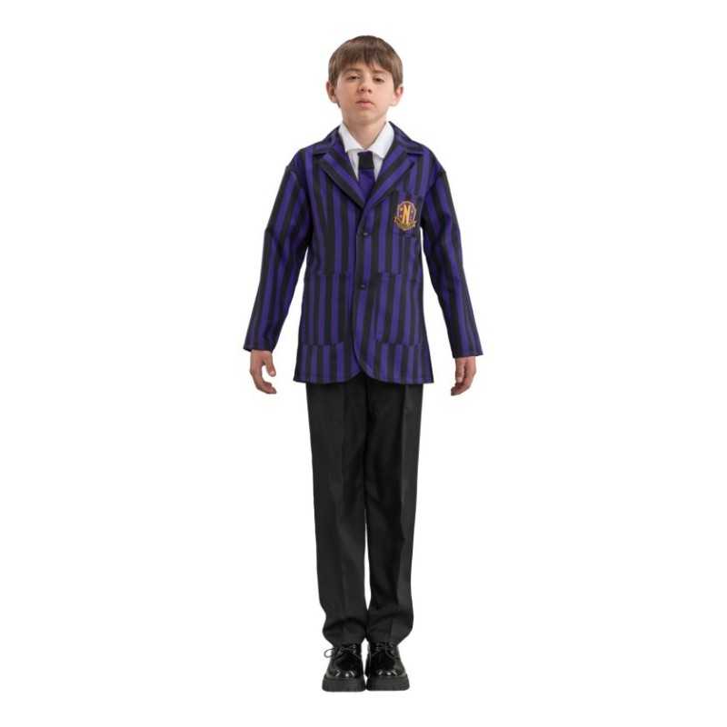 DEGUISEMENT GARCON MERCREDI ADDAMS UNIFORME ECOLIER VIOLET TAILLE 152