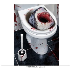 DECORATION HALLOWEEN CUVETTE WC REQUIN 30 X 40 CM 