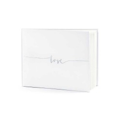 LIVRE D'OR GUEST BOOK BLANC LOVE ARGENT 24 CM X 18,5 CM 22 PAGES