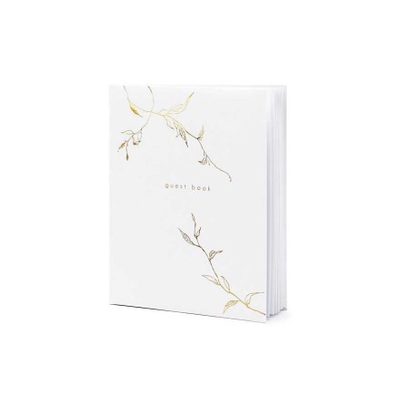 LIVRE D'OR GUEST BOOK BLANC ET OR 20 CM X 24.5 CM 22 PAGES