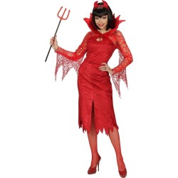 DEGUISEMENT HALLOWEEN FEMME DIABLESSE ROBE ROUGE TAILLE S