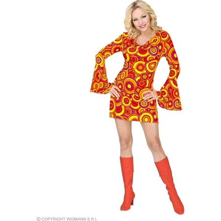 DEGUISEMENT FEMME ROBE GROOVY  70'S TAILLE XS