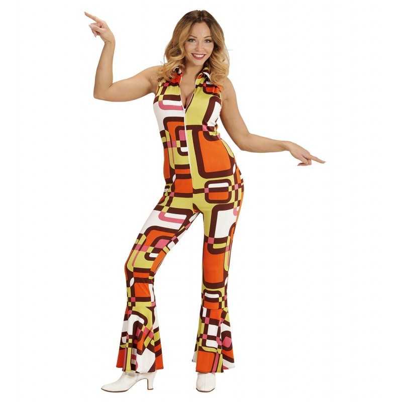DEGUISEMENT FEMME GROOVY COMBINAISON 70'S TAILLE L