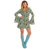 DEGUISEMENT FEMME ROBE 70'S BLEU ET VERTE TAILLE S