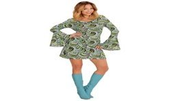 DEGUISEMENT FEMME ROBE 70'S BLEU ET VERTE TAILLE L
