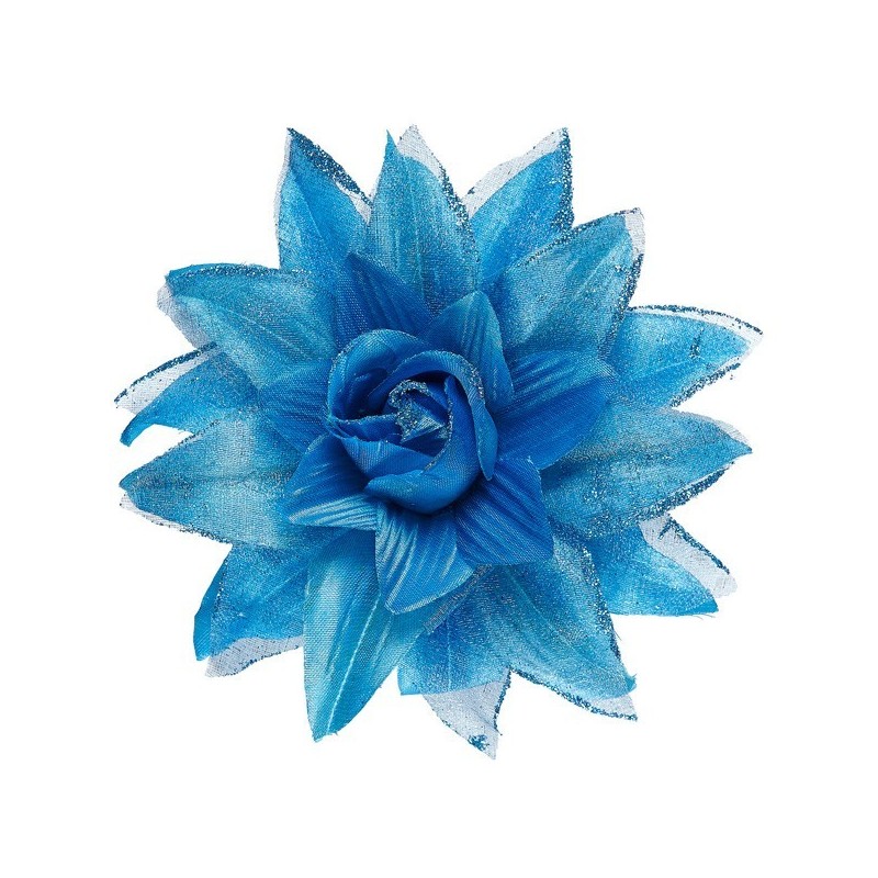 FLEURS POUR CHEVEUX BLEU 