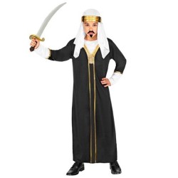 DEGUISEMENT SHEIK OU SULTAN NOIR AVEC COIFFE BLANC  TAILLE 128