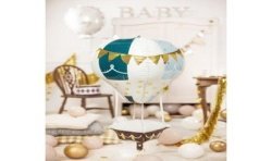 BALLON METALLIQUE BLANC BLEU CANARD ET OR 40 X 86 CM