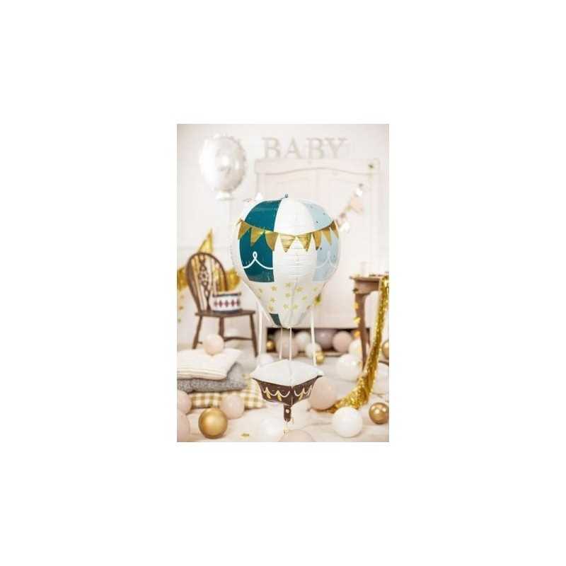 BALLON METALLIQUE BLANC BLEU CANARD ET OR 40 X 86 CM