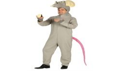 DEGUISEMENT RAT OU SOURIS GRIS QUEUE ROSE TAILLE M 