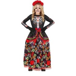 DEGUISEMENT HALLOWEEN FILLE CATRINA SQUELETTE JOUR DES MORTS TAILLE 5-6 ANS 
