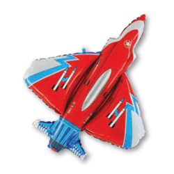 BALLON METALLIQUE AVION ROUGE MILITAIRE 75 CM