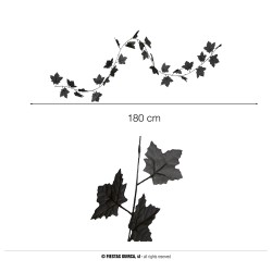 GUIRLANDE FEUILLES D'AUTOMNE ERABLE NOIRE 180 CM