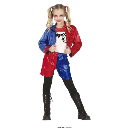 DEGUISEMENT ENFANT FILLE DANGEROUS GIRL BLEU ET ROUGE TAILLE 7-9 ANS