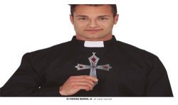 COLLIER CROIX ARGENT PIERRES ROUGE