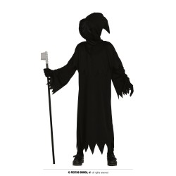 DEGUISEMENT FAUCHEUSE TUNIQUE A CAPUCHE NOIRE TAILLE 7-9 ANS