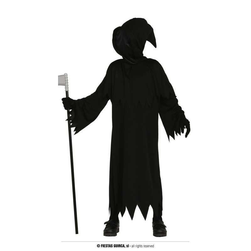 DEGUISEMENT FAUCHEUSE TUNIQUE A CAPUCHE NOIRE TAILLE 10-12 ANS