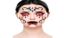 BIJOUX OU STRASS GLITTER DE VISAGE VAMPIRESSE ROUGE NOIR