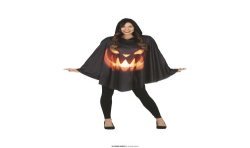 CAPE PONCHO CITROUILLE OU PUMPKIN ADULTE HALLOWEEN