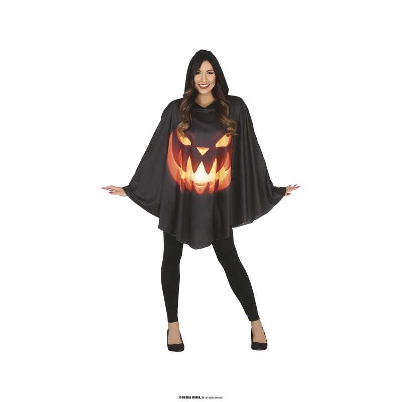 CAPE PONCHO CITROUILLE OU PUMPKIN ADULTE HALLOWEEN