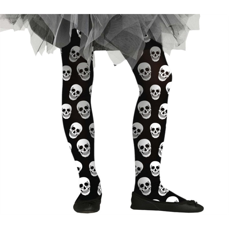 COLLANT NOIR TETES DE MORT BLANCHES ENFANT 3-6 ANS COLLANT NOIR TETES DE MORT BLANCHES ENFANT 3-6 ANS