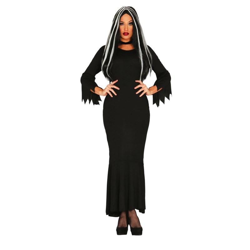 DEGUISEMENT HALLOWEEN FEMME (MORTICIA ) SORCIERE OU VAMPIRE  NOIR TAILLE L