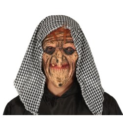 MASQUE DE SORCIERE AVEC FOULARD NOIR ET BLANC
