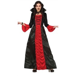 DEGUISEMENT ROBE LONGUE VAMPIRE ROUGE ET NOIRE TAILLE L