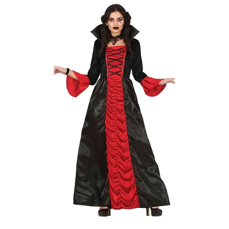 DEGUISEMENT ROBE LONGUE VAMPIRE ROUGE ET NOIRE TAILLE L DEGUISEMENT ROBE LONGUE VAMPIRE ROUGE ET NOIRE TAILLE L