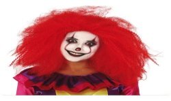 PERRUQUE MIXTE CLOWN CHEVEUX CREPUS LONGS ROUGE