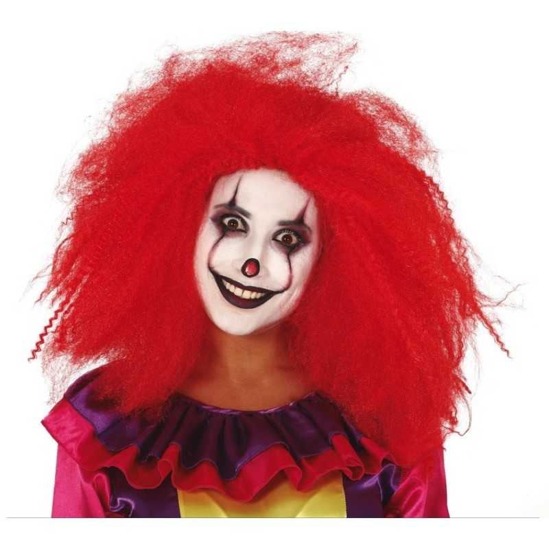 PERRUQUE MIXTE CLOWN CHEVEUX CREPUS LONGS ROUGE