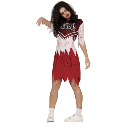 DEGUISEMENT HALLOWEEN POMPOM GIRL ZOMBIE ROUGE ET BLANC TAILLE M 