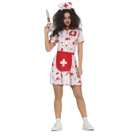 DEGUISEMENT HALLOWEEN  INFIRMIERE ZOMBIE ROUG ET BLANC TAILLE L