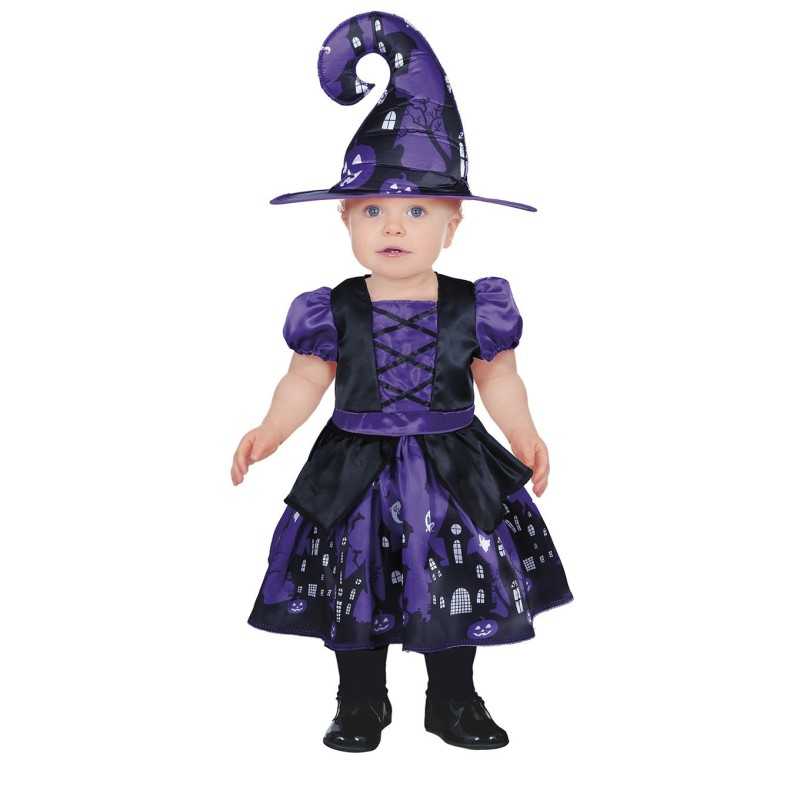 DEGUISEMENT HALLOWEEN BEBE FILLE SORCIERE VIOLET ET NOIR 12-18 MOIS