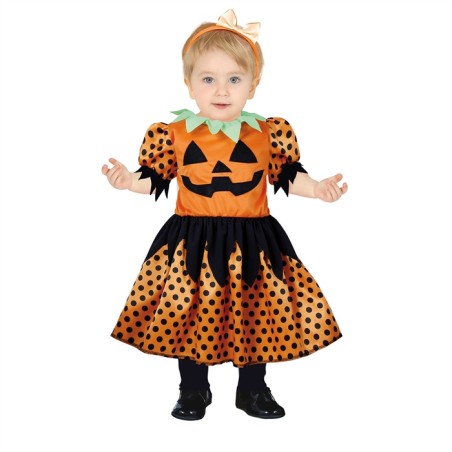 DEGUISEMENT BEBE CITROUILLE AVEC TUTU ORANGE A POID NOIR TAILLE 12-18 MOIS 