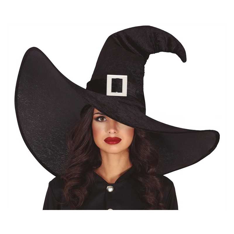 CHAPEAU DE SORCIERE NOIR AVEC BOUCLE GRAND MODELE